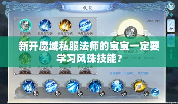新开魔域私服法师的宝宝一定要学习风珠技能？