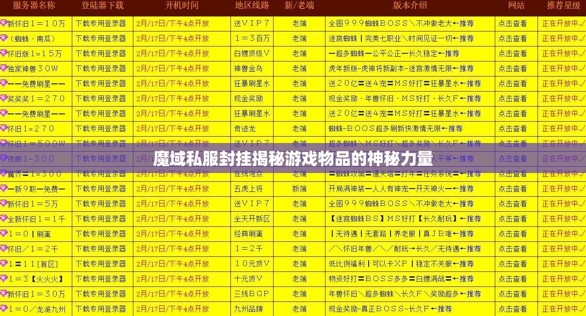 魔域私服封挂揭秘游戏物品的神秘力量